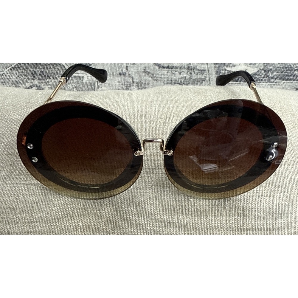 NYS Collection Gold Brown Oversized Sunglasses Varanda 4738 -Jackie Kennedy!